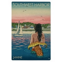 Southwest Harbour, Maine, Mermaid i Beach Birch Wood Wall znak