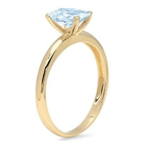 1CT smaragdni rez prirodno nebo plavo topaz 14k žuti zlatni angažovani prsten veličine 4