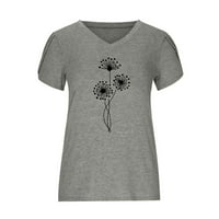 Lopecy-Sta Salesa za ženske vrhove, tinejdžeri i bluze za rođendanski poklon modni ženski ljetni V-izrez kratki rukav, ležerna majica bluza siva