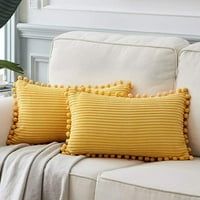 Dekorativni jastuk za bacanje s pom-poms x20, mekim kolubojnim čvrstim četvornim četvornim kutijama
