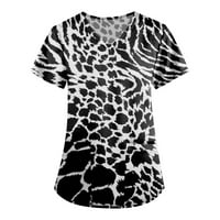 Ženske vrhove Ženski personalizirani ispis kratkih rukava V-izrez V-izrez Radni leopard uzorci m