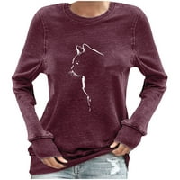 Ženska krila dukserica vrhovi vintage majica s dugim rukavima mačka Ispis jeseni zime casual tees džemperi