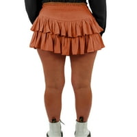 Eyicmarn ženska ljetna mini a-line suknja od pune boje visoka struka ulična odjeća Ruched ruffle suknja