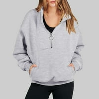 Gzea Crewneck Dukseri ženske prevelike četvrtine Zip duge dugih rukava Drop pulover pola zip hoodie