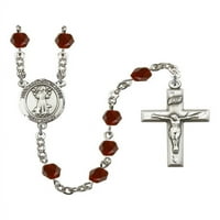 St. Francis Assisi srebrne krunice januar crvene vatre Polirane perle Crucifi Veličina medaljine šarm