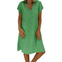 Ženske haljine V-izrez Dužina koljena Shift SOLID kratki rukav Ljetna haljina zelena m