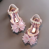 Kožne sandale za djevojčice Veličina modne proljeće i ljetne djevojke Sandale haljina performanse plesne cipele ravna dna svjetla mrežasta luk sekfica