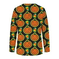 Hoodies za žene okrugli vrat duge rukave s dugim rukavima Halloween Tiskanje labave dukseve bluza vrhova