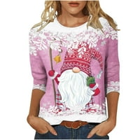 PBNBP vrhovi rukava za žene Trendy Crewneck Cute Novelty Božićni santa Claus T majice Opremljene bluze
