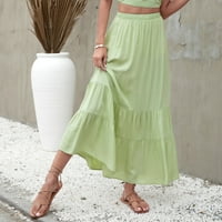 Feesfesfes ženske suknje Ljeto Visoko struk Čvrsta povremena linijska ruffle dugačka suknja prodaja
