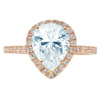 2.38ct kruška rez plavi simulirani dijamant 14k Gold Gold Anniverment Angagement Halo prsten veličine