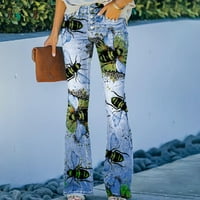 ErnkV ženske mršave hlače sa džepnim klirensom cvjetno print modna elastična stručna odjeća ljetne udobne