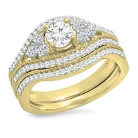DazzlingRock kolekcija 1. Carat 14k okrugli bijeli dijamantski ženski montirani zaručnički prsten CT,