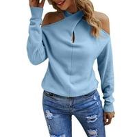 Džemper za žene za žene Čvrsto koloraKazozno od ramena prekriženog V izrez dugih rukava uzorak Halter