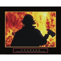 Nepoznati Crni moderni uokvireni muzej umjetnički print naslovljen - hrabrost - vatrogasac