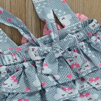 Musuos Baby Pink Tops odijelo, kratki rukav s ramena majica crtani oblak print suspender suknji u obliku
