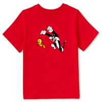 Looney Tunes crtana majica za kid o-vrat pamuk s kratkim rukavima Tweet i Tom Print Tops Boys Girls Odjeća crno bijelo sivo crveno plavo s-xl