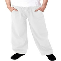Jusddie muškarci pantalone čvrste boje ugrađene hlače elastična struka turneska dna crta na plaži bijeli