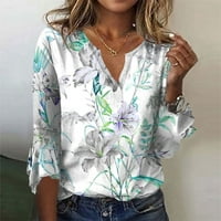 MLQIDK Womens Ljetni vrhovi Cleance cvjetno ispis bluza Ležerne prilike labavi fit tucine T-majice Vintage