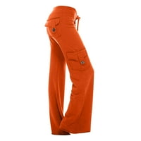 Ylioge Cruise Winter pantalone za žene džepove Niski struk široki noga labavi pantalone Stretchy Solid