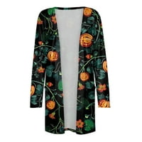 Ženski džemperi Cardigan stabilna odjeća Ženska modna Ležerna Halloween Print Dugi rukav Midi kardigan