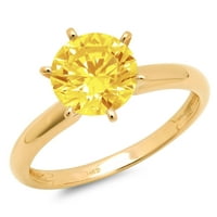 0,5CT Okrugli rez žuta simulirana dijamant 14k žuta zlatna godišnjica zaručničke prstene veličine 4,5