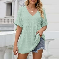 XYSAQA Plus majice za žene, ženski ljetni kauzalni Twity Tuntovi V izrez kratkih rukava Comfy bluze
