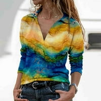 Ženske fahsion Grafičke majice s dugim rukavima Dressy Casual V izrez Bluze ugodne bazične labave bube