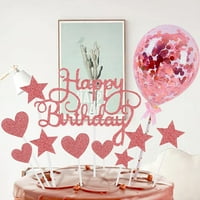 Podesite karticu za torte Jednostavno pomoću GLITTER papira Pentagramski rođendanski topper Ballon set za dijete
