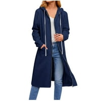 Aueooeo ženske jakne, dugi zimski kaputi za žene, povremeni dugi rukav labavi modni džep patentni zatvarač