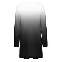 Ženska gradijentna kardigana dugih rukava modna odjeća casual slobodna udobna tanka jakna Otvorena prednja odjeća jakna plus veličine lagani pad kardigan sa džepom mekim crnim m