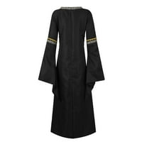 APEPAL ženski gotički ruffle zvonički korzet Halloween kostim plus veličina haljina od ramena Grafički ispis Ogrlica s ogrlicama crna 4xl