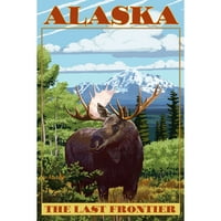 Aljaska, zadnja granica, moose, platno umjetnost, galerijski dekor kvalitete, Hange Ready