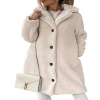 Hait Ladies Fleece Fuzzy kaput Solid Color Outwear Revel Sherpa Jakna Ženski plišani kaput dugi rukavi