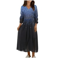 Bazyrey ženske gradijent ispisane ljetne haljine večernje večernje večernje haljine za večernje haljine plave 3xl