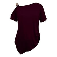 Na čišćenju Žensko ljeto jedno od ramena od prapne majice casual batwing bluza s kratkim rukavima Ruširani