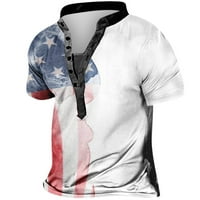 CLLIOS 4. srpnja Košulje Muške patriotske zvijezde i pruge Grafički majica Tery Tyredy Up Henley TOP