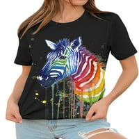 Žene Rainbow Zebra tiskani okrugli vrat kratkih rukava ljetna majica