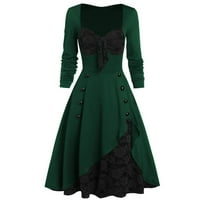 Dugme za bowknot Dress Vintage haljina Žene Veličina Umetanje plus partna čipka cvijeća Ženska haljina
