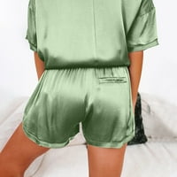 Ženske dvije setovi svilene rublje s kratkim hlačama Casual Pajamas setovi, zeleni