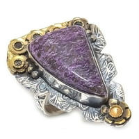 Purpurite dragi kamen ručno rađeni sterlijski srebrni nakit Dvije tonske prstene veličine 6.5
