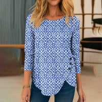 Ženske majice stabilna odjeća majice s dugim rukavima za žene Print Tes Bluze Ležerne prilike nepravilno