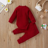 Novorođena dječaka Dječak Djevojka odjeća rebrasti pleteni pamučni pamučni rukav rumper dugačke hlače