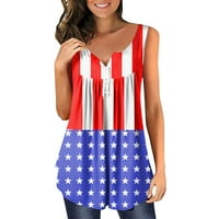 Ženske majice 4. jula Dan nezavisnosti Plus Veličina Amerikanka tiskana V izrez kratkih rukava pulover