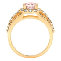 1.76ct okrugli rez ružičasti simulirani dijamant 18k žuti zlatni gravirajući izjavu bridalna godišnjica