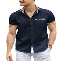 GroanOlook Muška majica Revel vrat na vrhu kratkih rukava Havajska majica majica dolje muški regularni