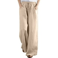 Ljetne pantalone za žene ženske pamučne posteljine labavi kaiš za vuču casual široke pantalone za noge
