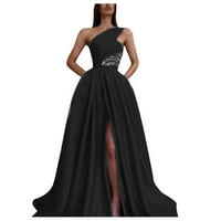 Ženska ljetna haljina od pune boje Duboko V izrez Elegantna duga dužina haljina s kratkim rukavima Slowee