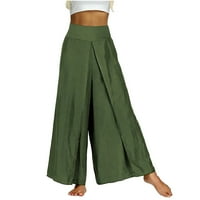 Duks ravnih nogu za žene Ženske hlače Chinos High Squik Rise Duga lagana vojska zelena XL