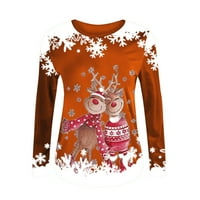 Božićne košulje za žene Dressy Casual Novelty Print rukave T-majice Trendy Santa Claus Crewneck Tee